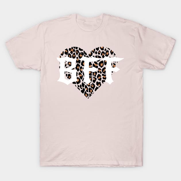 BFF Leopard Print Heart T-Shirt by AE-Co